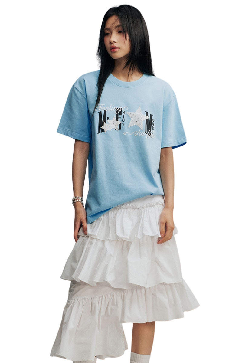 MEDM Star Patch Print Cotton Couple Tee