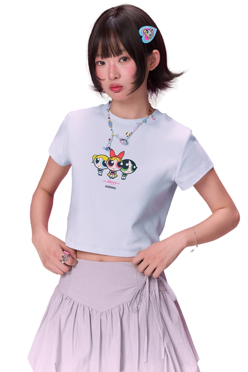 BJHG × The Powerpuff Girls Women Slim‑Fit Graphic‑Print Short‑Sleeve Tee