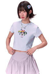 BJHG × The Powerpuff Girls Women Slim‑Fit Graphic‑Print Short‑Sleeve Tee
