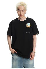 DangerousPeople DSP Detachable D‑Pocket Retro Street Loose Drop‑Shoulder T‑Shirt