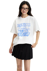 Dangerouspeople DSP Gradient Letter Print T‑Shirt Summer Unisex Couple Streetwear Tee