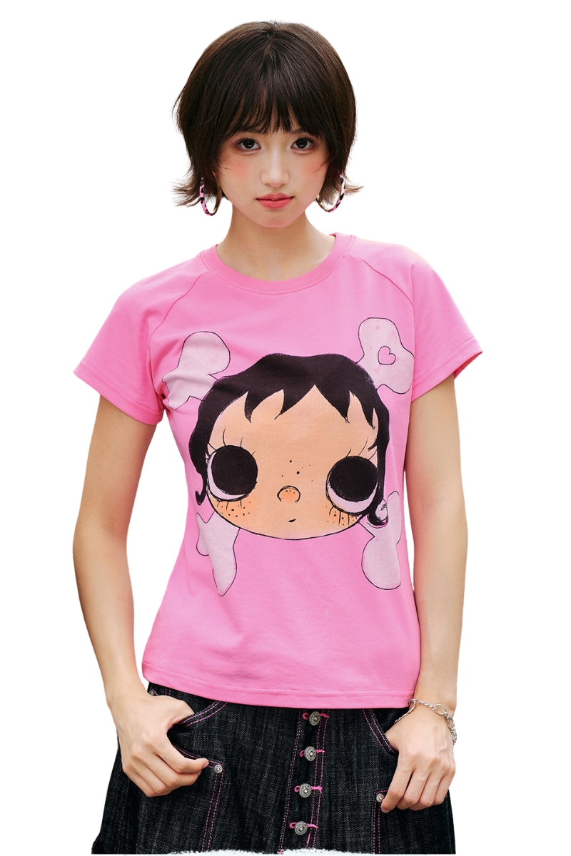 MEDM YUY Jade Big Face Bone Women Slim Raglan Tee