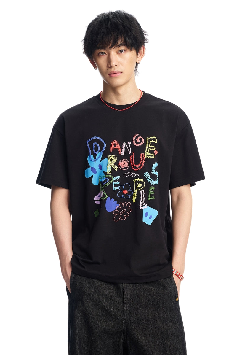 Dangerouspeople DSP Colorful Flower Graffiti T‑Shirt | Solona Streetwear Unisex Short Sleeve Top