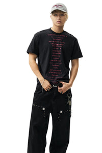 MEDM Poem Print Knit Crew Neck Unisex Tee