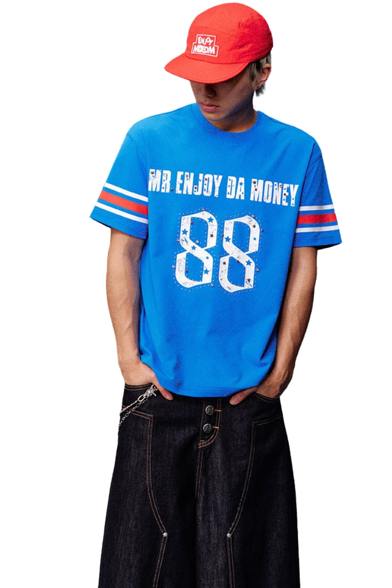 MEDM Star Beaded Stripe Quick Dry Unisex Vintage Jersey Tee