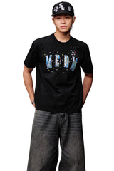MEDM One Earth Print Star Jelly Gel Letter Washed Tee