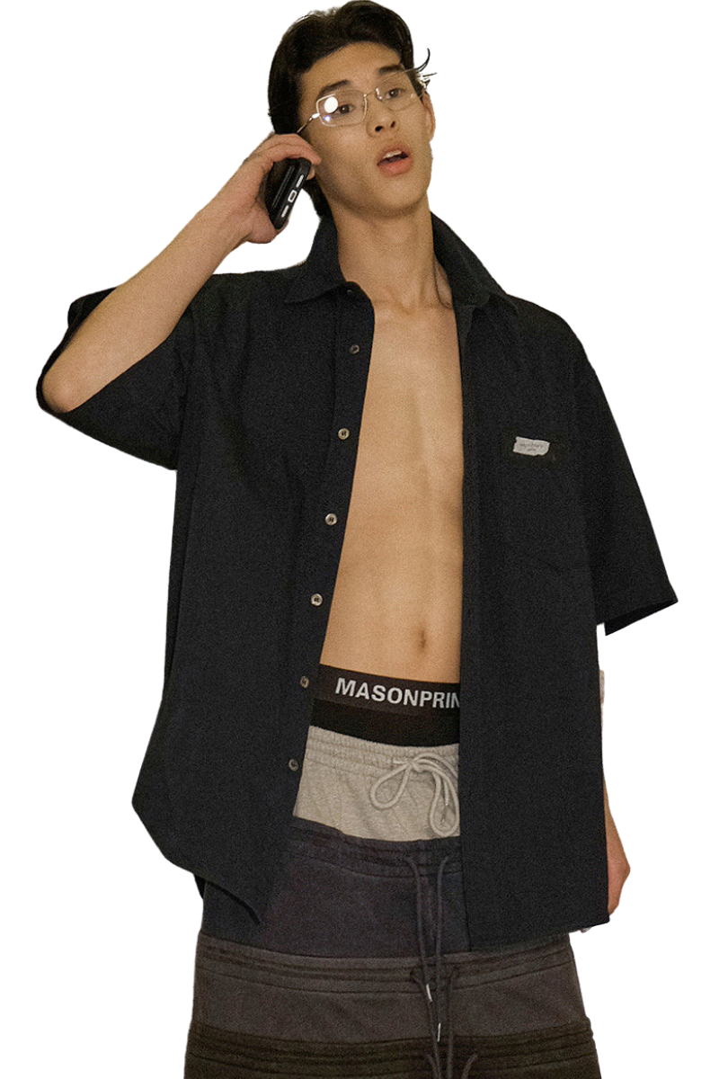 Masonprince Handwritten Label Pima Cotton Short-Sleeved Shirt