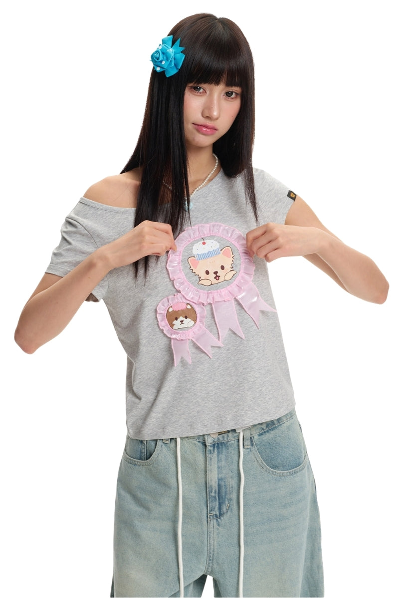 Dangerouspeople DSP Animal Badge Print Regular‑Fit Cool‑Touch Women T‑Shirt