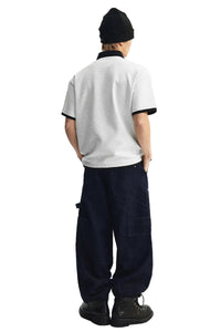 MEDM Air Layer Fake Two Piece Loose Polo Shirt Unisex Summer Lapel Tee