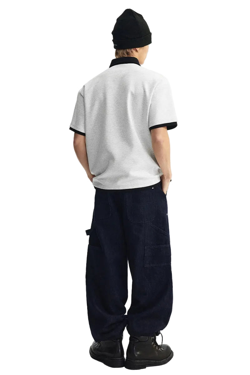 MEDM Air Layer Fake Two Piece Loose Polo Shirt Unisex Summer Lapel Tee
