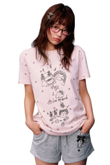 MEDM Star Print Crew Neck Loose Casual T-Shirt