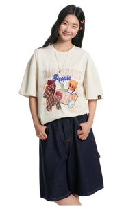 DangerousPeople｜Fairy‑Tale Plush Carriage Print Cotton T‑Shirt