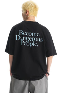 DangerousPeople DSP Letter Print Pocket Loose‑Fit Crew Neck Tee