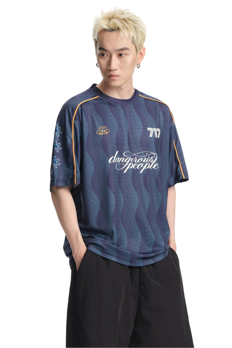 Dangerouspeople Embroidered Football Sport Loose Tee