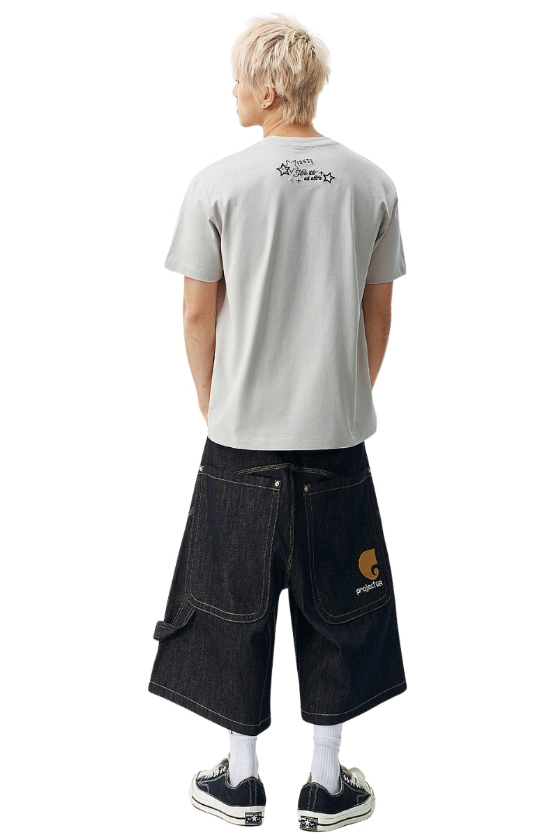 MEDM Pearl Beaded Star Patch Logo Couple Tee