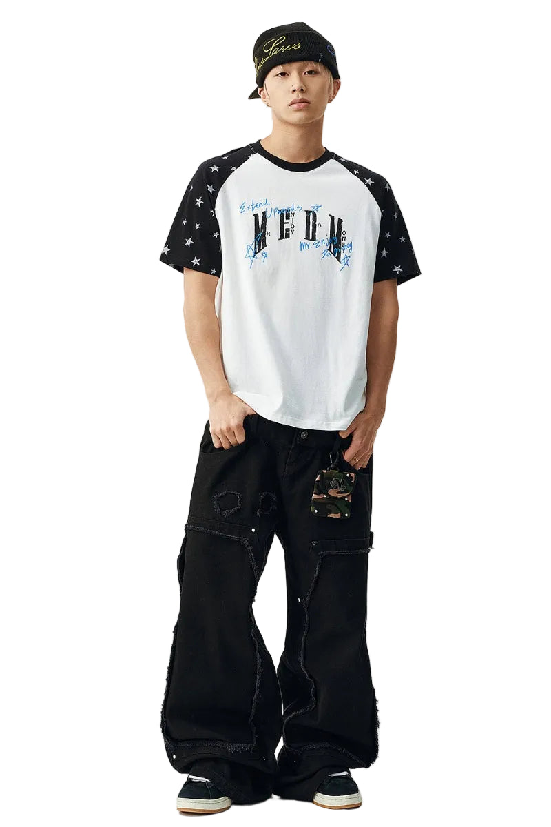 MEDM Graffiti Star Print Raglan Tee