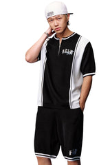 MEDM Old Money Color Block Knit Set Drop Shoulder Tee