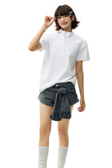 MEDM Patch Embroidery Stand Collar Unisex T-Shirt