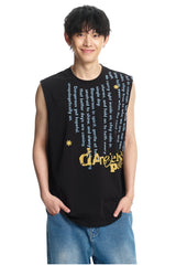 Dangerouspeople DSP Contrast Graffiti Loose Tank Top Sorona Cool‑Feel Sleeveless Shirt