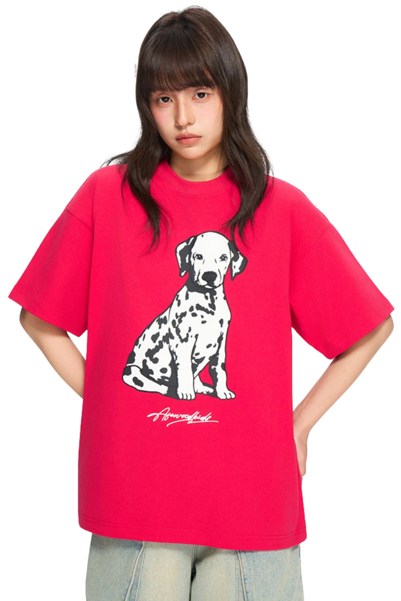AFGK 26SS Spotted Dog Print Tee Unisex American Street Couple T-shirt