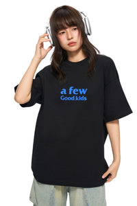AFGK Basic Double Row Logo Color Block Tee Unisex American Casual T-shirt