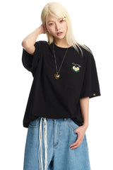 Dangerouspeople DSP Embroidered Flower Pocket Loose Cotton Tee