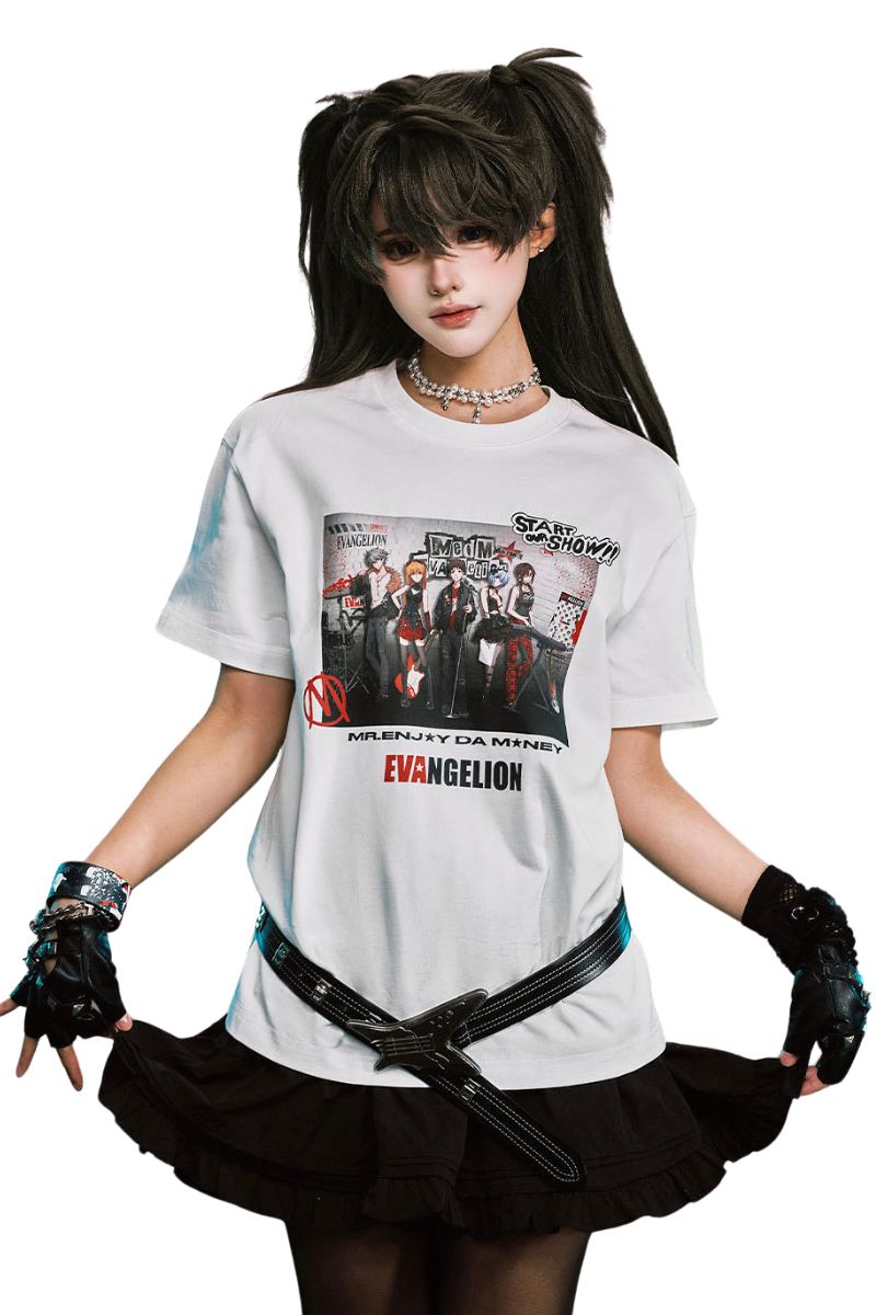 MEDM x EVA NEVER END Main KV Poster Print Crew Neck Summer Street Casual Tee