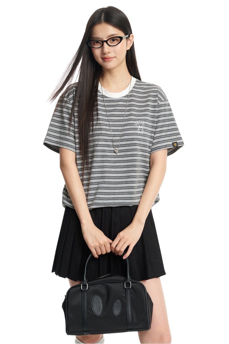 Dangerouspeople DSP Vintage Embroidered Small‑D Striped Tee