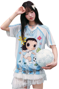 MEDM x YUY Yu Collab Big Print Embroidery Casual Jersey Tee