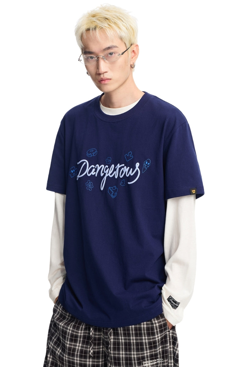 Dangerouspeople DSP Puzzle Dessert Foam Print Casual Unisex T‑Shirt