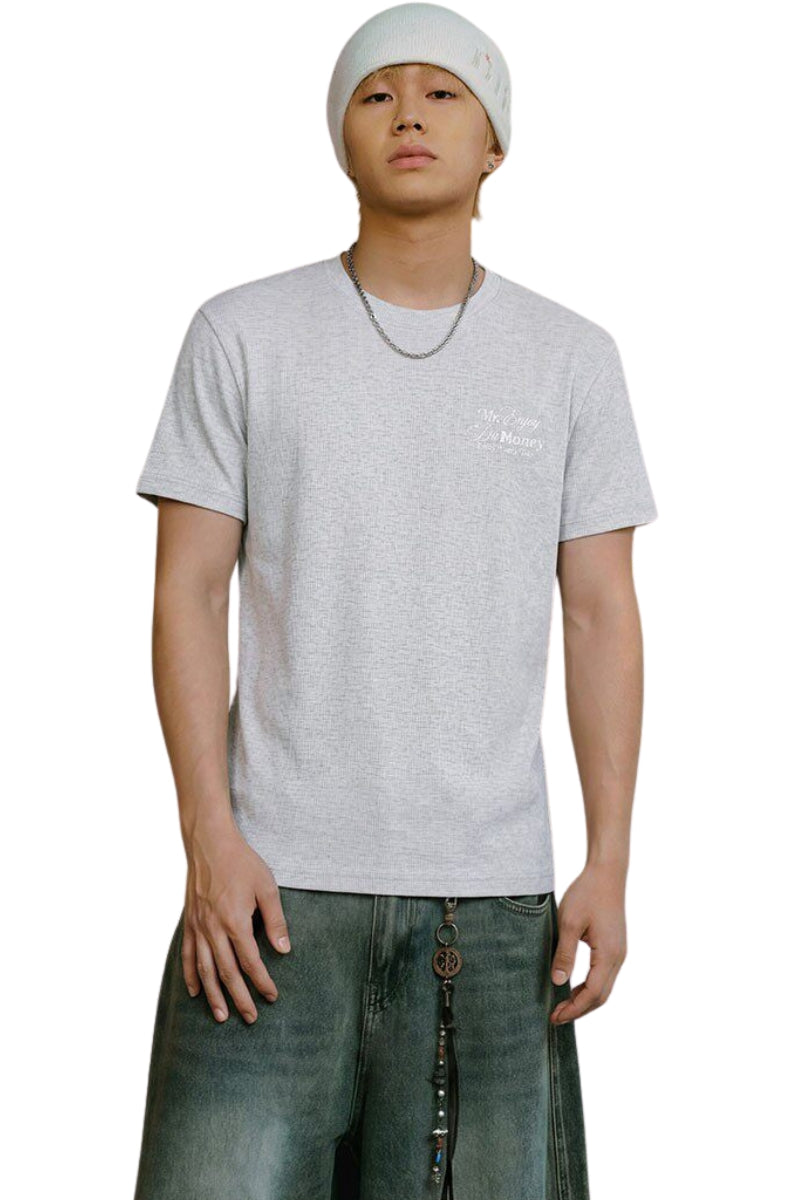 MEDM Letter Embroidery Heavyweight Basic Streetwear Tee