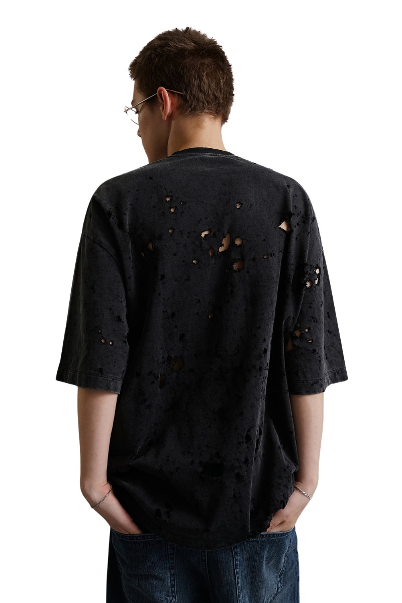 MASONPRINCE Vintage Random Burnout Gothic No.8 Print T-Shirt
