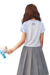MEDM x YAD Cat & Dog Battle Print 3D Letter Raglan Women Tee
