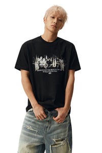 MEDM Ink Floral Embroidered Unisex Short Sleeve Tee