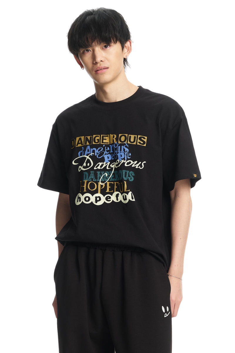 Dangerouspeople DSP Slogan Print Vintage Street Oversized Heavyweight Tee