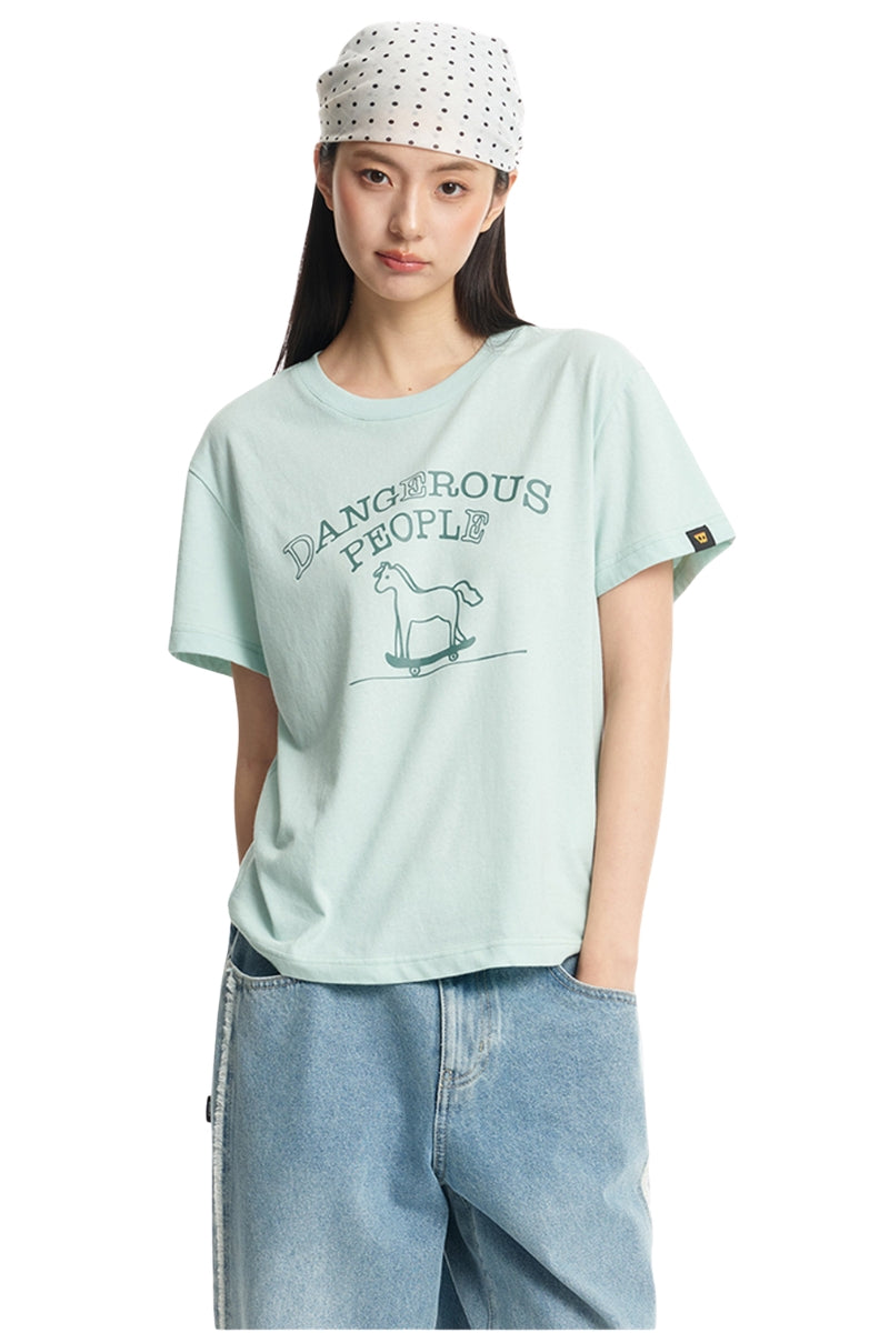 DangerousPeople DSP Pony Series Color‑Block Skateboard Pony Tee