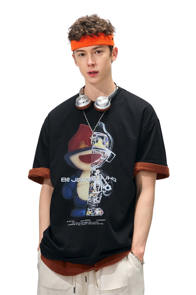 BJHG Unisex Cool‑Touch Quick‑Dry UV‑Protection Cartoon Graphic Short‑Sleeve Tee