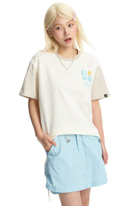 Dangerouspeople DSP Logo Small‑D Color‑Block Summer Cool‑Touch Couple Tee