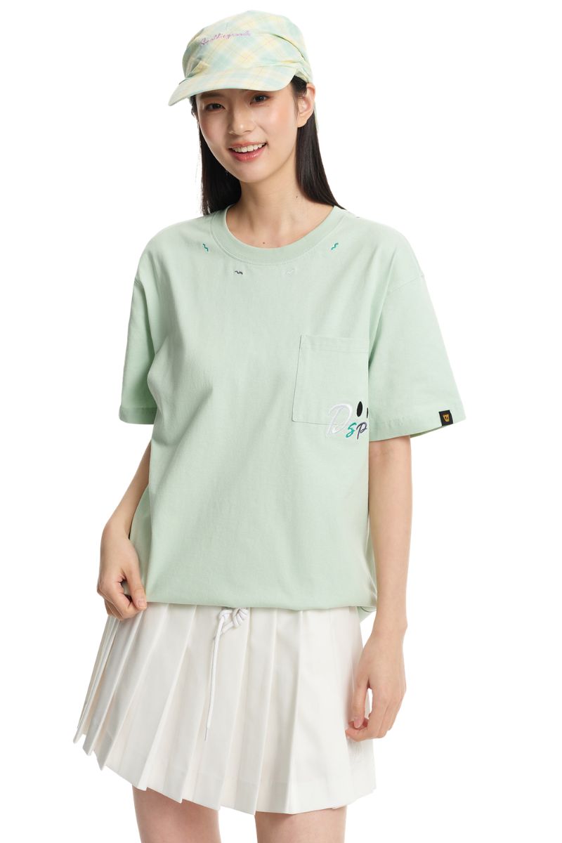 Dangerouspeople DSP Colorful Wave Embroidery 100% Cotton Loose Tee
