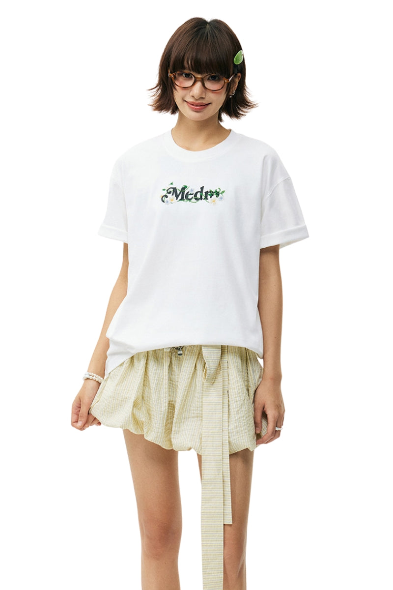 MEDM Color-Changing Floral Embroidery Loose Couple T-shirt