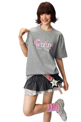 MEDM Star Beaded Camo Oversized Couple Summer Tee