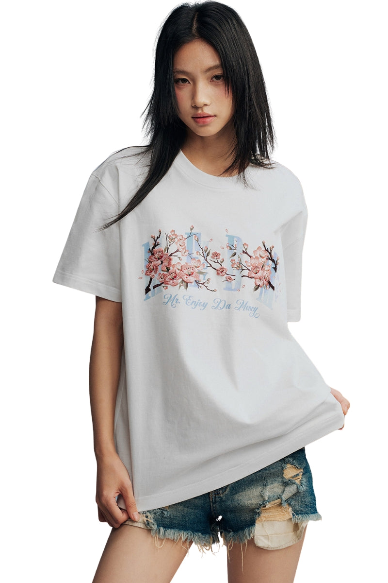 MEDM Cherry Embroidery Loose Cotton Tee
