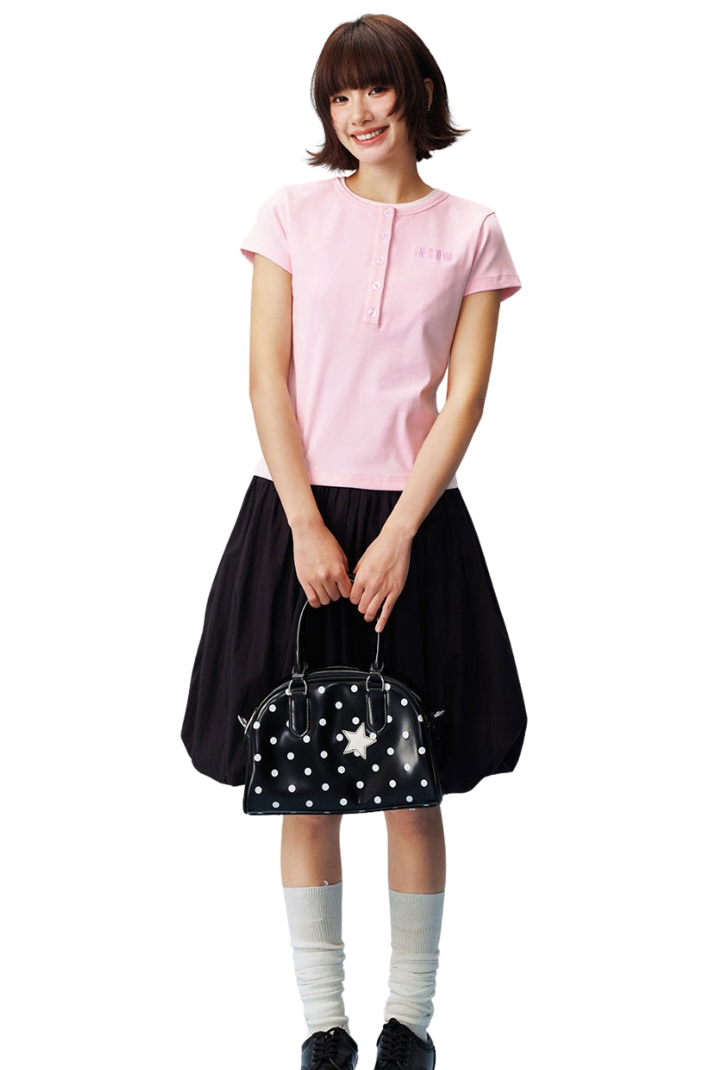 MEDM Fake Two-Piece Embroidered Women Tee