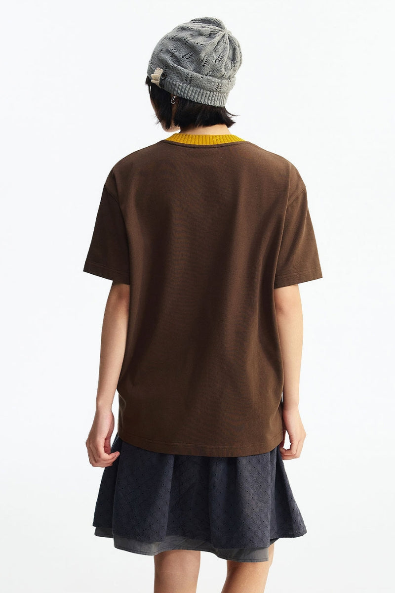 MEDM Colorful Knitted Collar T-shirt