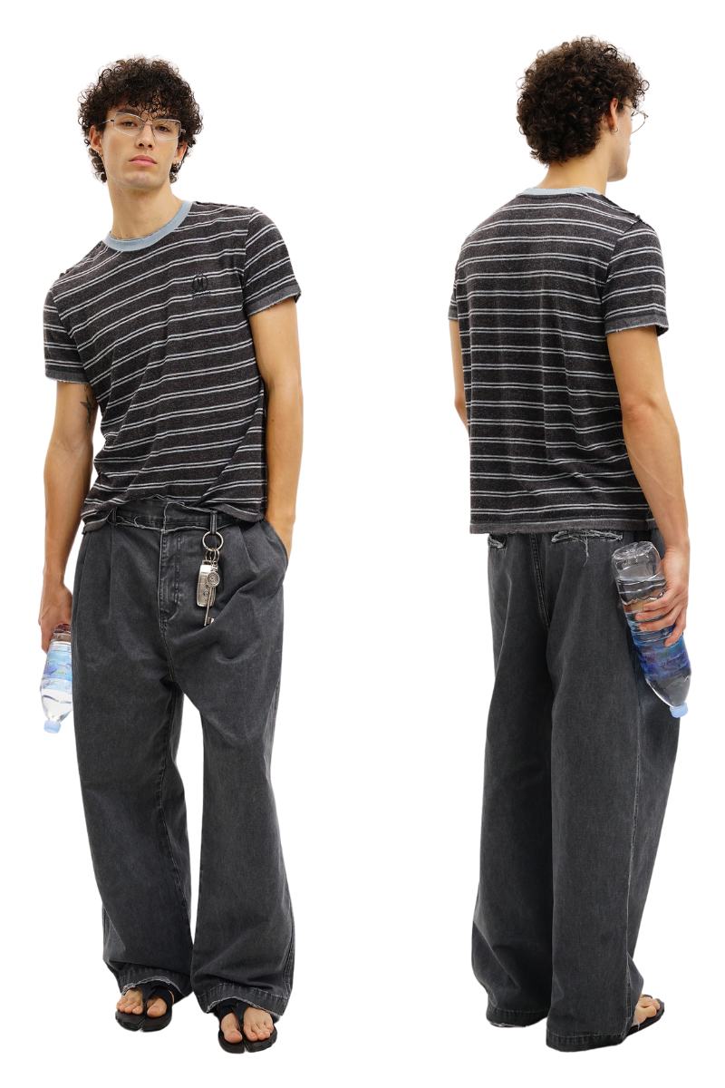 Masonprince Linen-Cotton Striped T-Shirt