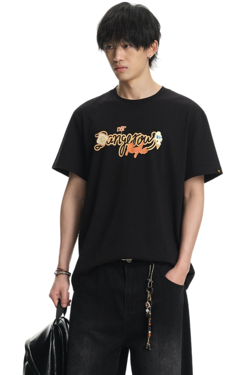 Dangerouspeople DSP Puzzle Dessert Print Embroidered Cotton T‑Shirt