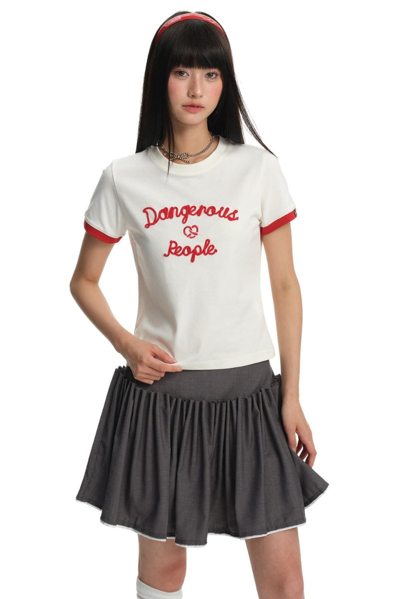 DangerousPeople｜Color‑Block Letter Print Sorona Cool‑Touch Women’s T‑Shirt