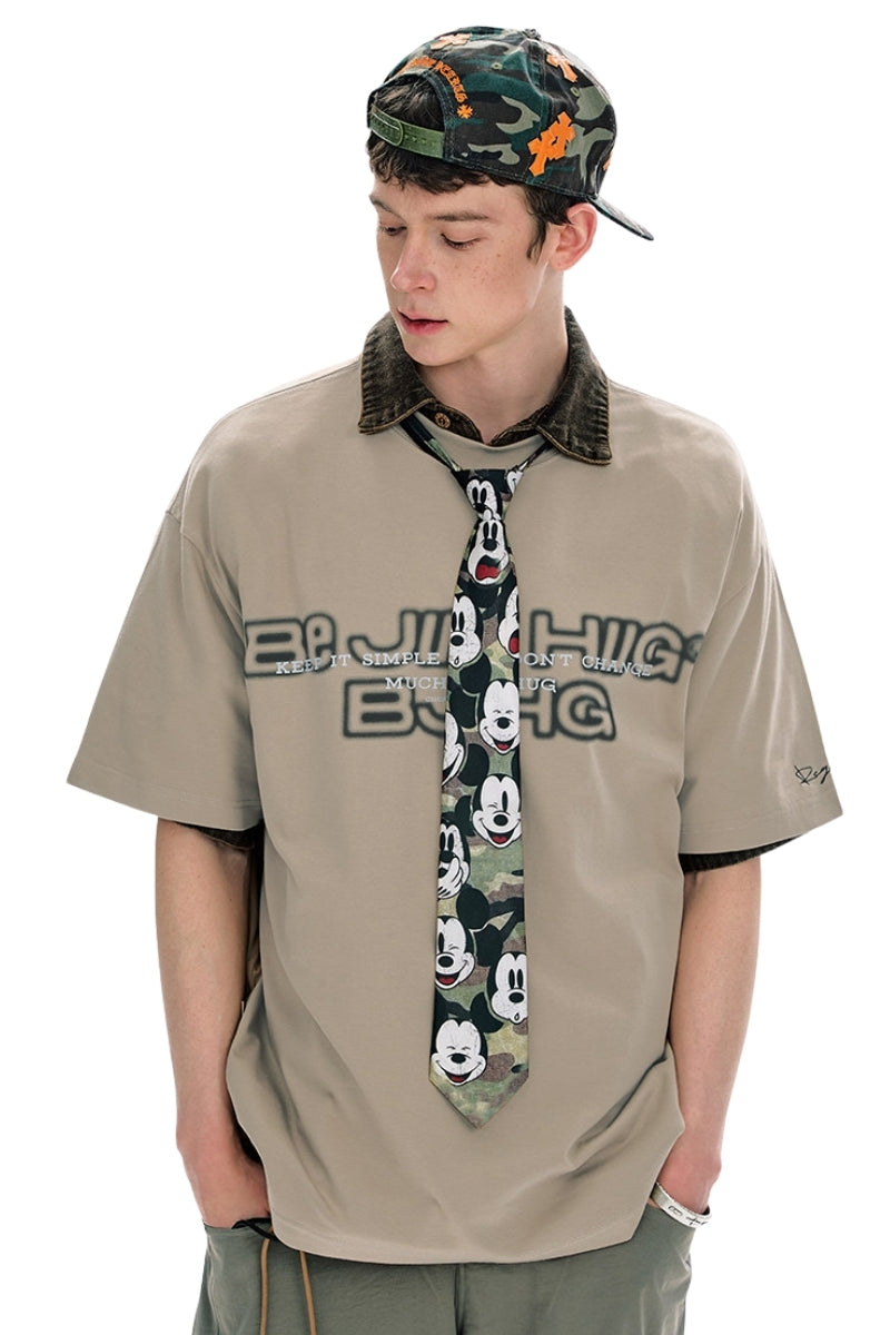 BJHG Summer Loose Couple T‑Shirt American Street Style Letter Print Short Sleeve Top