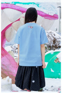 MEDM x YUY Co-branded Angel Print Heart Embroidery Crew Neck Tee