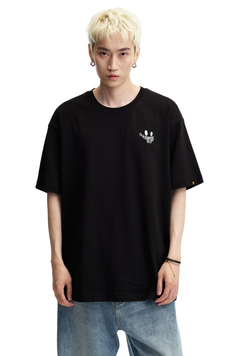 Dangerouspeople DSP Motion Blur Letter Print T‑Shirt Sporty Oversized Loose Streetwear Unisex Tee